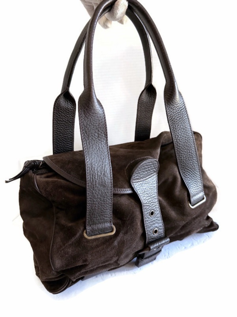 MaxMara Dark Brown Suede & Leather Shoulder Bag